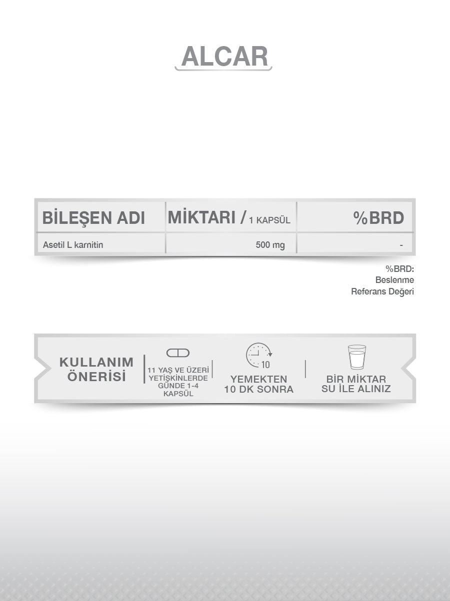 ALCAR (ASETİL L-KARNİTİN) 30 KAPSÜL