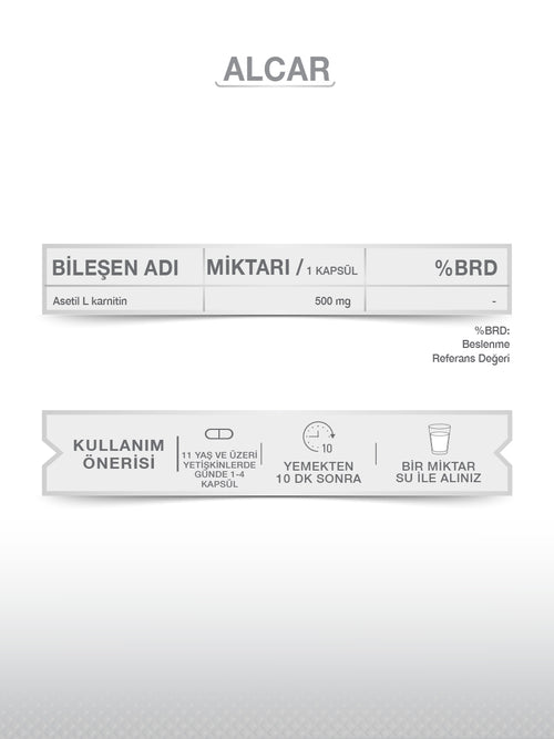 ALCAR (ASETİL L-KARNİTİN) 30 KAPSÜL