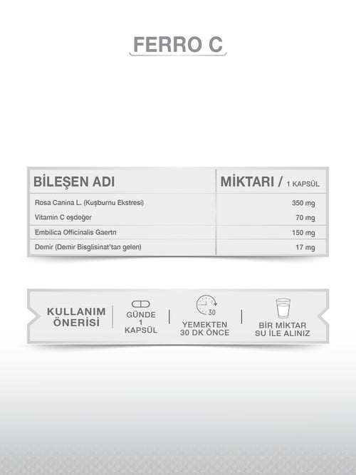 GOODDAY FERRO' C 60 KAPSÜL TAKVİYE EDİCİ GIDA