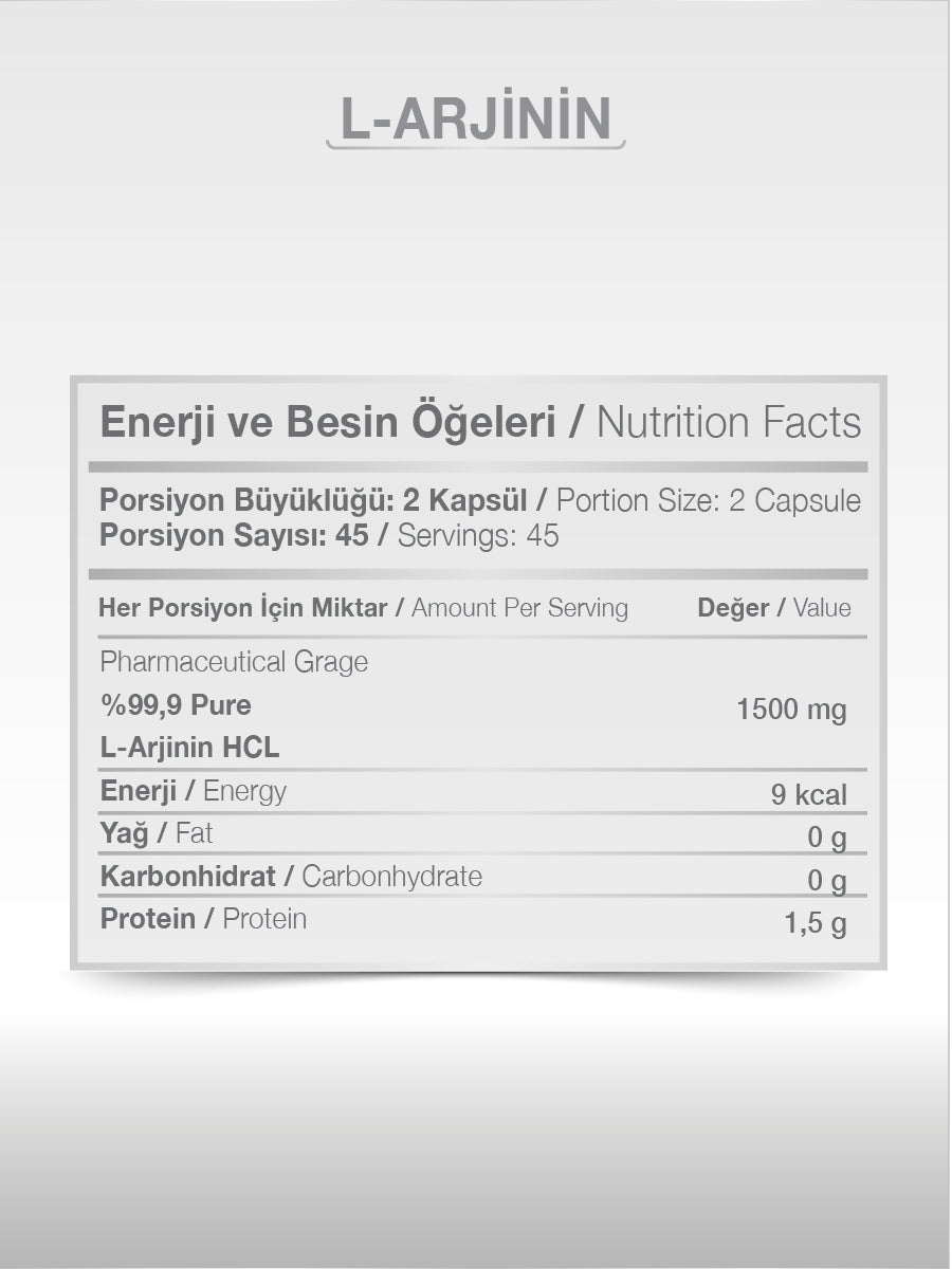 PAZU  L-ARJININ KAPSUL  1500 90 KAPSÜL SPORCU BESİNİ