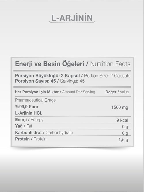 PAZU  L-ARJININ KAPSUL  1500 90 KAPSÜL SPORCU BESİNİ