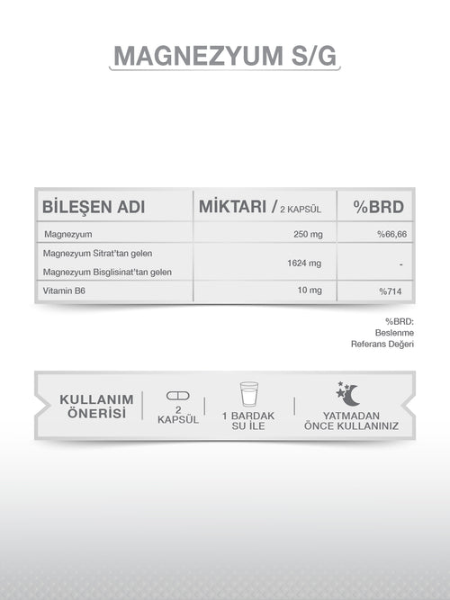 GOODDAY MAGNESIUM PLUS  S/G (BISGLISINAT SİTRAT & P5P) 30 KAPSÜL