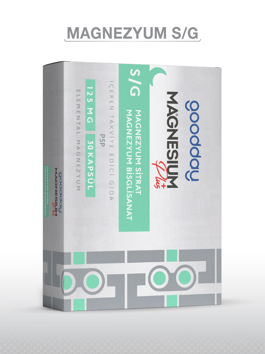 GOODDAY MAGNESIUM PLUS  S/G (BİSGLİSİNAT SİTRAT & P5P) 30 KAPSÜL
