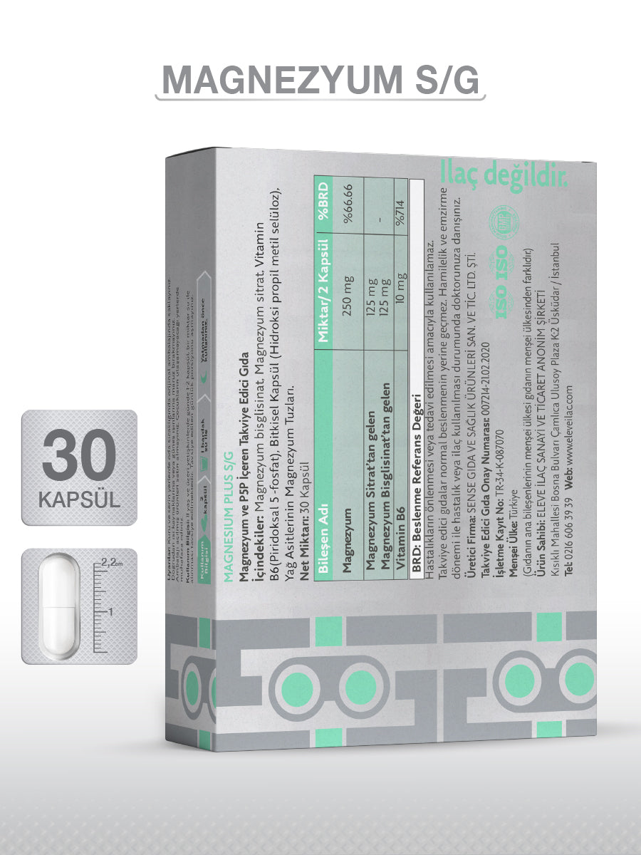 GOODDAY MAGNESIUM PLUS  S/G (BİSGLİSİNAT SİTRAT & P5P) 30 KAPSÜL