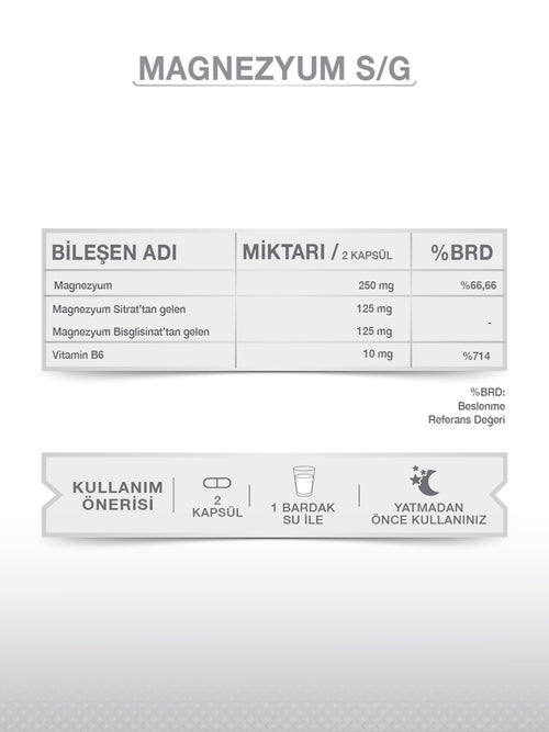 GOODDAY MAGNESIUM PLUS  S/G (BİSGLİSİNAT SİTRAT & P5P) 30 KAPSÜL