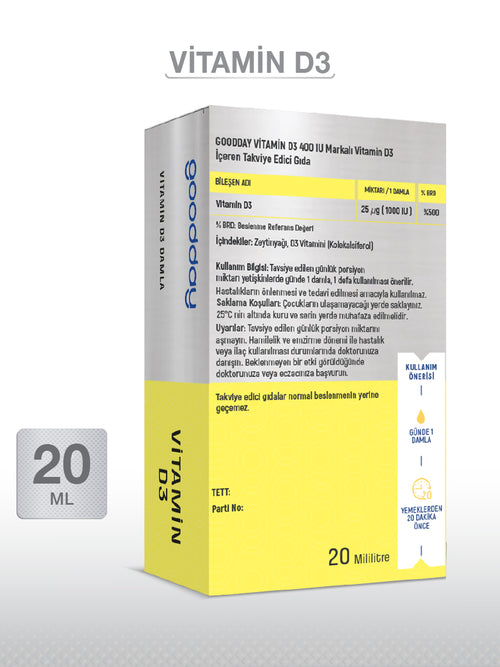 GOODDAY VİTAMİN D3 DAMLA 20 ML 1000IU