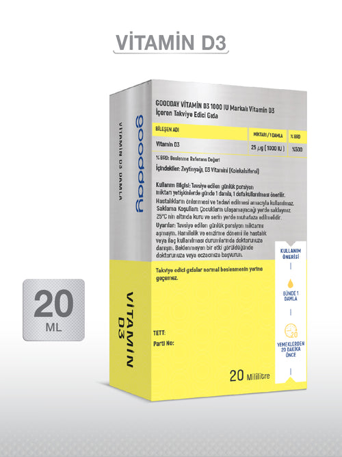 GOODDAY VİTAMİN D3 DAMLA 20 ML 1000 IU